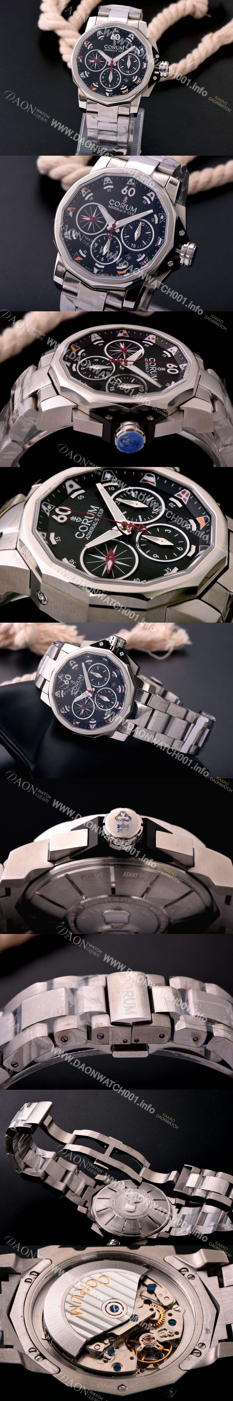 홍콩명품 [코럼] 남성용 어드미럴 컵 첼린져 44 크로노그래프 블랙다이얼 COR012