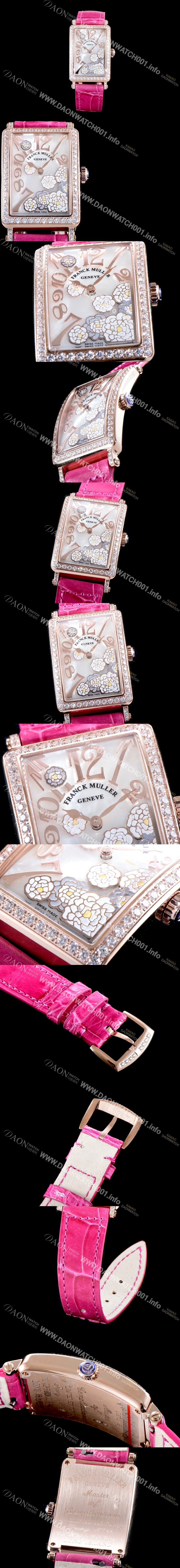 홍콩명품 [프랭크뮬러] 여성용 롱아일렌드 952 QZ ORC D 1R 컬력션 최상급 퀄리티의 쥬얼셋팅 케이스 핑크 마더 오브 펄 다이얼 스위스 쿼츠 무브먼트 FRA0451