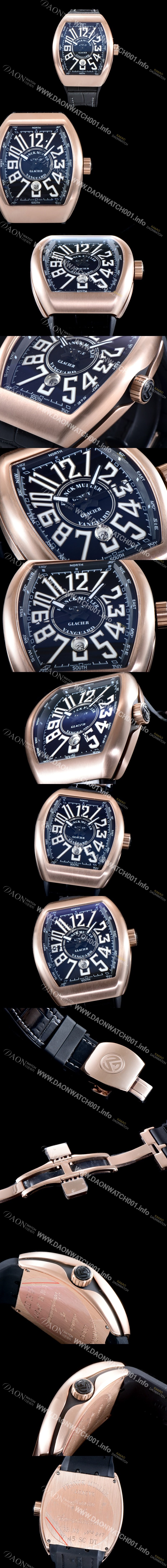 홍콩명품 [프랭크 뮬러] 남성용 마스터 컴플리케이션 V45 SC DT YACHTING 5N 뱅가드 요팅!! 고급스러운 18K로즈골드 케이스 블랙 다이얼 스위스 ETA 2824-A2오토매틱 FRA0453