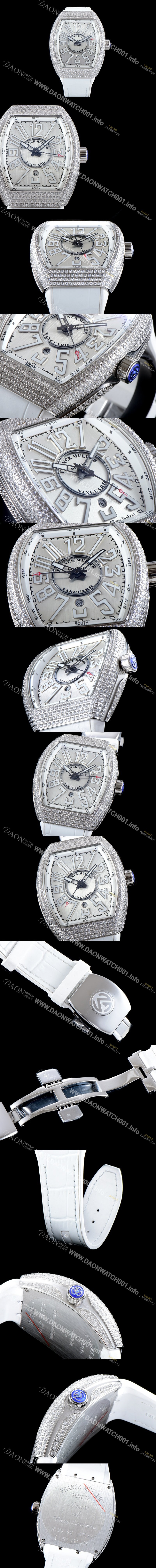 홍콩명품 [프랭크 뮬러] 남성용 마스터 컴플리케이션 V45 SC DT YACHTING 5N 뱅가드 요팅!! 일본산 최상급 퀄리티의 쥬얼셋팅 케이스 화이트 다이얼 스위스 ETA 2824-A2오토매틱 FRA0412