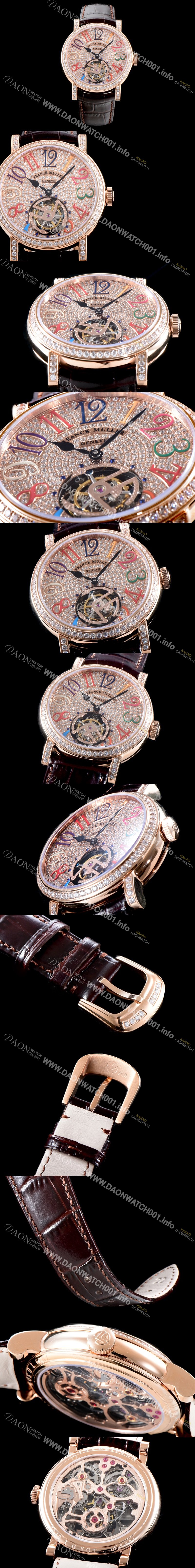 홍콩명품 [프랭크 뮬러] 남성용 Men's 컴플리케이션 7008 T D 뚜르비용 18K 로즈골드 브릴리언트 컷 다이아몬드 풀 셋팅 골드 다이얼 아시안 투어빌론 탑재 FRA0203