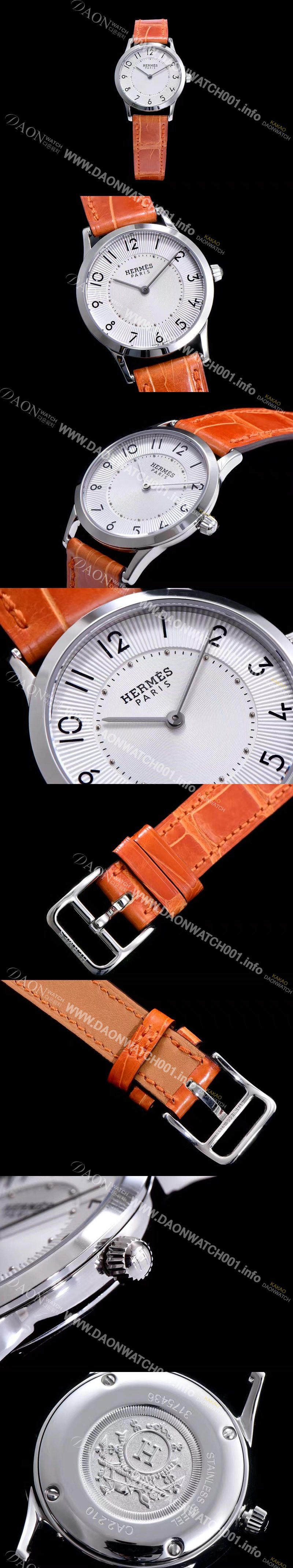 홍콩명품 [에르메스] 남성용 슬림 데르메스 W041733WW00 화이트 다이얼 춰츠 무브먼트 HEM4200