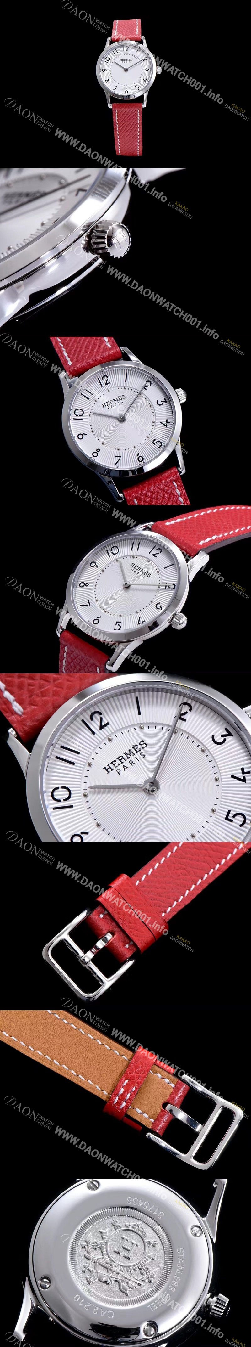 홍콩명품 [에르메스] 남성용 슬림 데르메스 W041733WW00 화이트 다이얼 춰츠 무브먼트 HEM4203