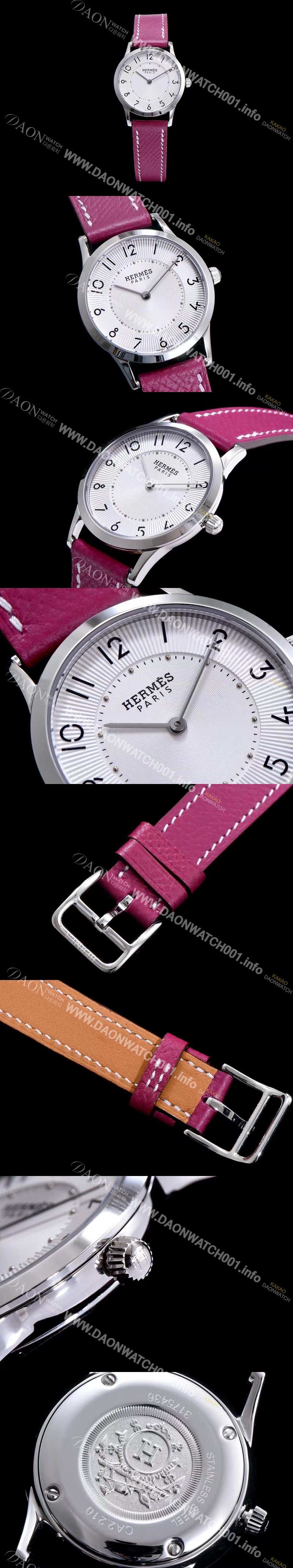 홍콩명품 [에르메스] 남성용 슬림 데르메스 W041733WW00 화이트 다이얼 춰츠 무브먼트 HEM4200