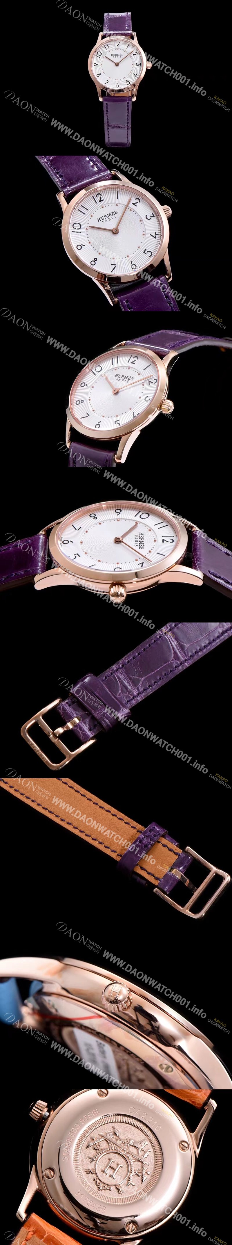 홍콩명품 [에르메스] 남성용 슬림 데르메스 W041767WW00 화이트 다이얼 춰츠 무브먼트 HEM4201