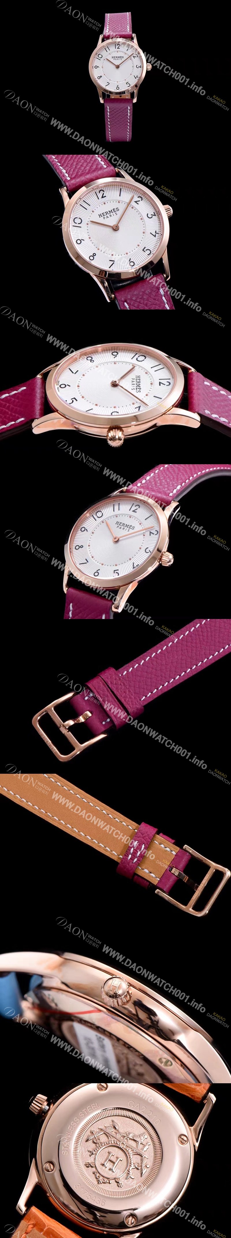 홍콩명품 [에르메스] 남성용 슬림 데르메스 W041767WW00 화이트 다이얼 춰츠 무브먼트 HEM4200