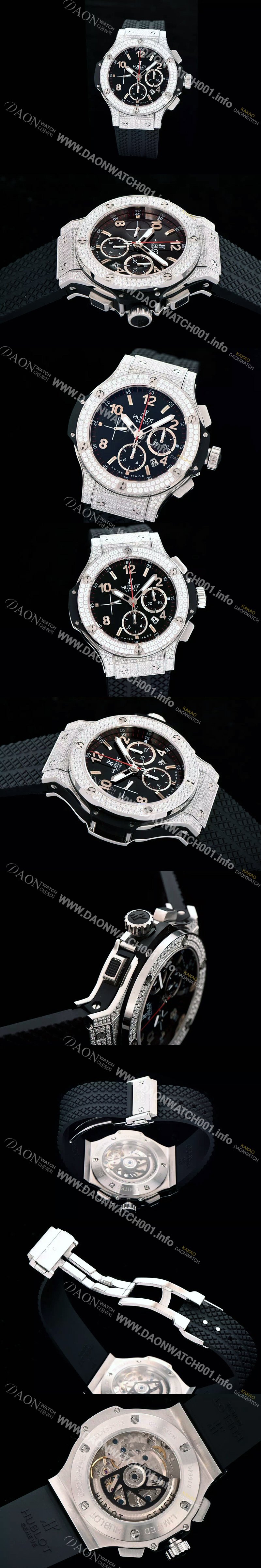 홍콩명품 [휴블렛] 남성용 빅뱅 블랙 다이얼 최상급 소재의 다이아버젼 블랙다이얼 HUB0402