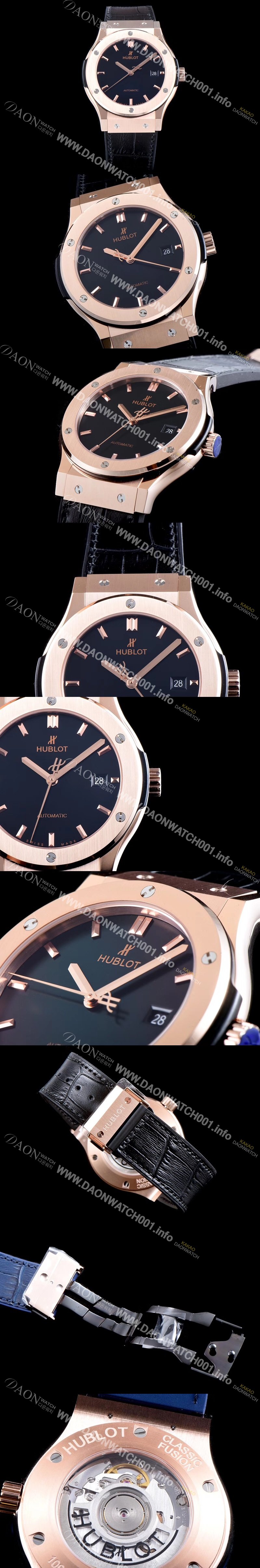 홍콩명품 [휴블렛] 남성용 클레식 퓨전 511.OX.1181.LR 데일리워치 심플하고 클래식한 타입!! 18k 로즈골드 케이스 블랙 다이얼 블랙 레더스트랩 오토매틱 무브먼트 HUB0243