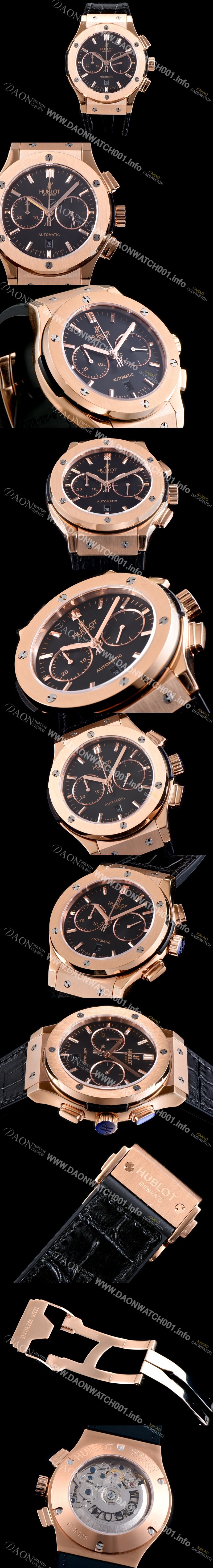 홍콩명품 [휴블렛] 남성용 클레식 퓨전 521.OX.1180.LR 18K 로즈골드 케이스 크로노그래프 블랙 다이얼 오토매틱 무브먼트 HUB0200