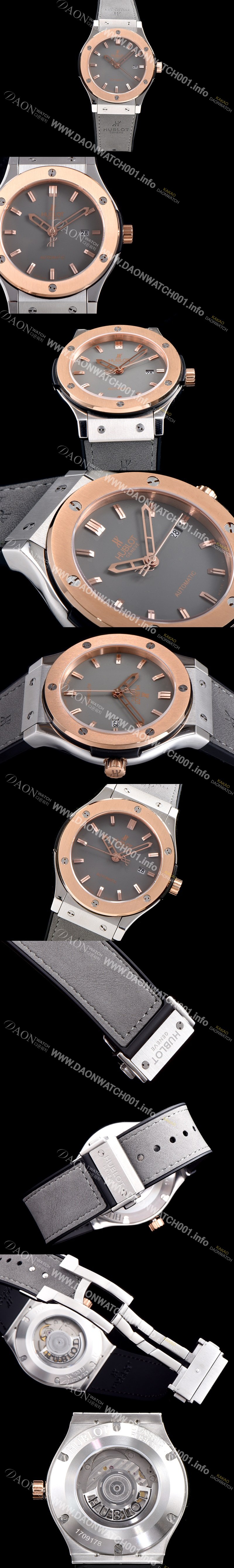 홍콩명품 [휴블렛] 남성용 클레식 퓨전 511.NO.1180.LR 18K 로즈골드 투톤콤비 케이스 그레이 다이얼 오토매틱 무브먼트 HUB0203