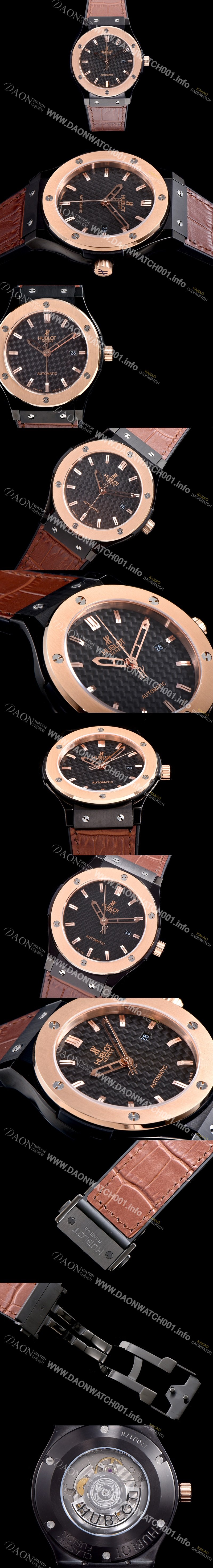 홍콩명품 [휴블렛] 남성용 클레식 퓨전 511.CO.1780.RX 18K 로즈골드 투톤콤비 케이스 블랙 텍스쳐드 다이얼 오토매틱 무브먼트 HUB0201
