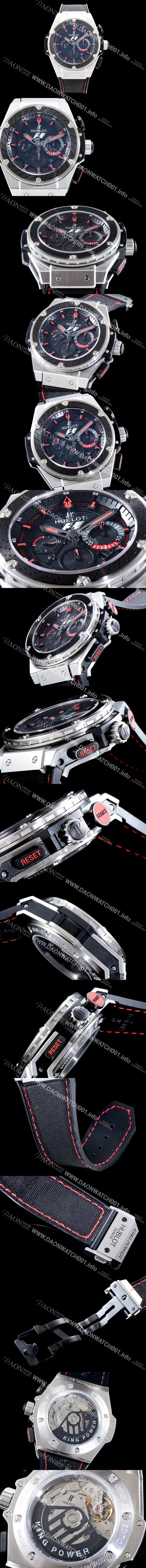 홍콩명품 [휴블렛] 남성용 빅뱅 킹파워 F1 신제품 업데이트!! 703.ZM.1123.NR.FMO10 지르코늄 48MM 리미티드 에디션 크로노그래프 블랙 메트 다이얼 오토매틱 무브먼트 HUB0212