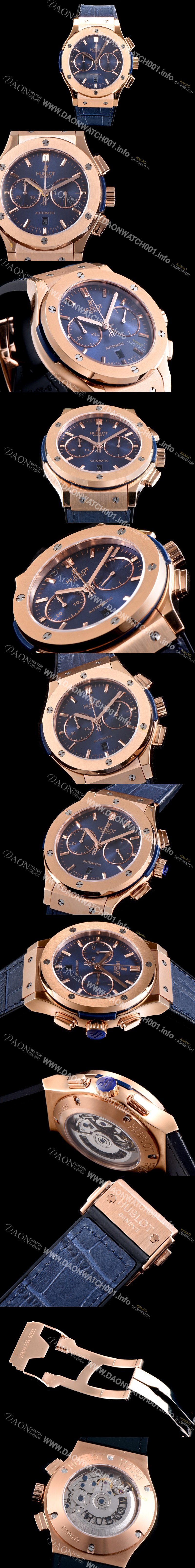 홍콩명품 [휴블렛] 남성용 클레식 퓨전 521.OX.2610.LR 18K 로즈골드 케이스 크로노그래프 블루 다이얼 오토매틱 무브먼트 HUB4202