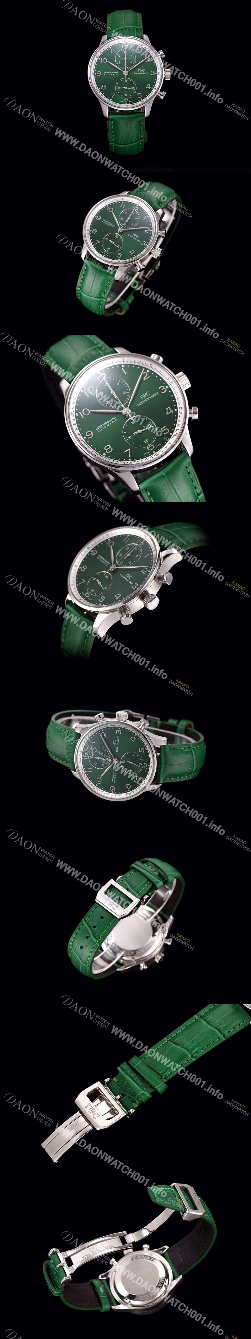 홍콩명품 [아이더블유씨] 남성용 포르투기즈 오토매틱 크로노그래프 그린 다이얼 IWC4200