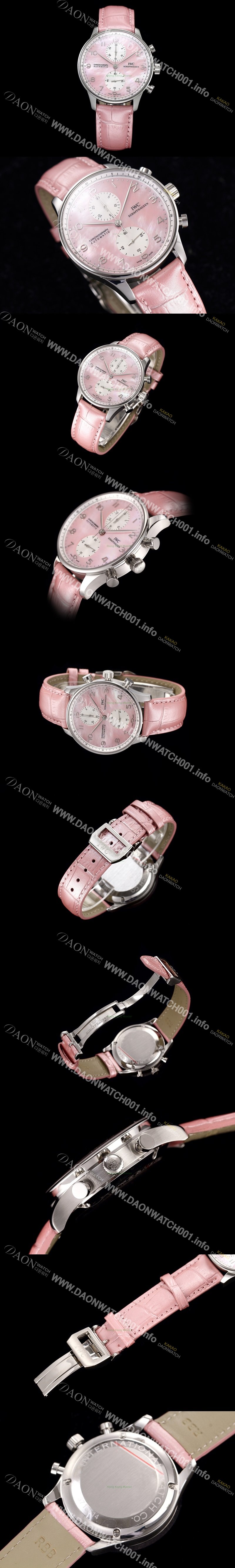 홍콩명품 [아이더블유씨] 남성용 포르투기즈 오토매틱 크로노그래프 핑크 다이얼 IWC4201