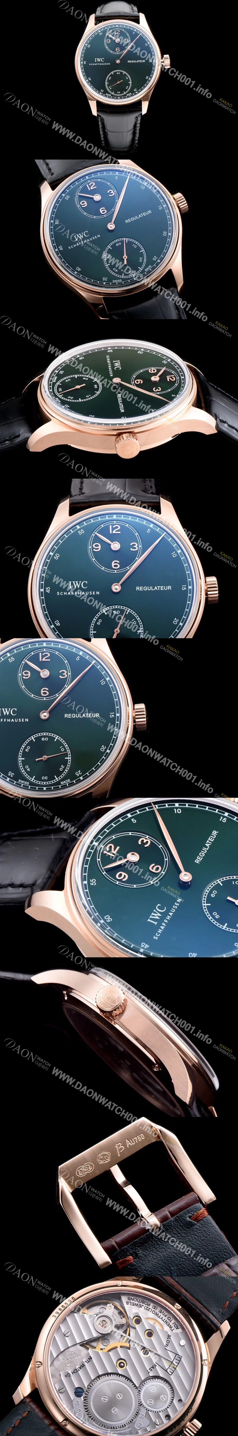 홍콩명품 [아이더블유씨] 남성용 포르투기즈 IW544402모델 18k 로즈골드 그린 다이얼 IWC0101