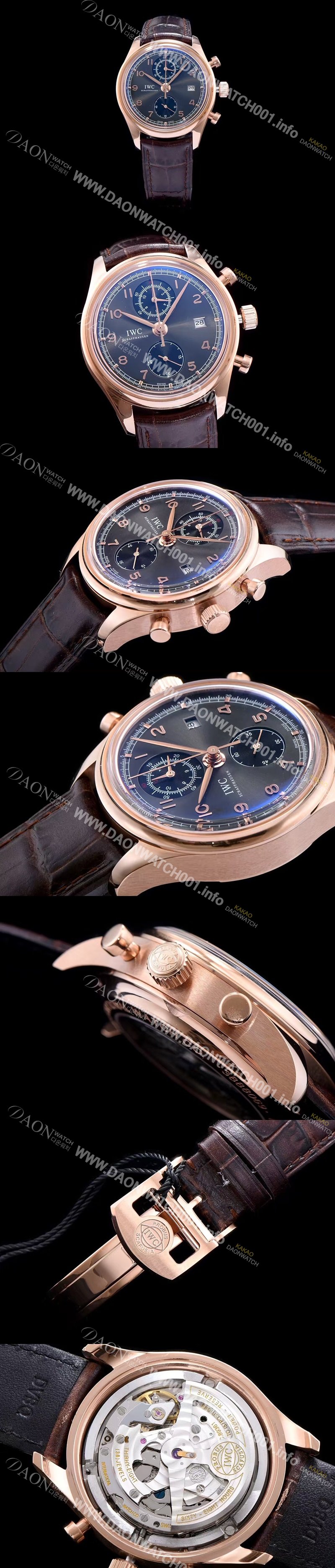 홍콩명품 [아이더블유씨] 남성용 포루투기즈 칼리버 IW390402 클래식 모델 18k 로즈골드 크로노그래프 진 그레이 다이얼 오토매틱 무브먼트 IWC0144