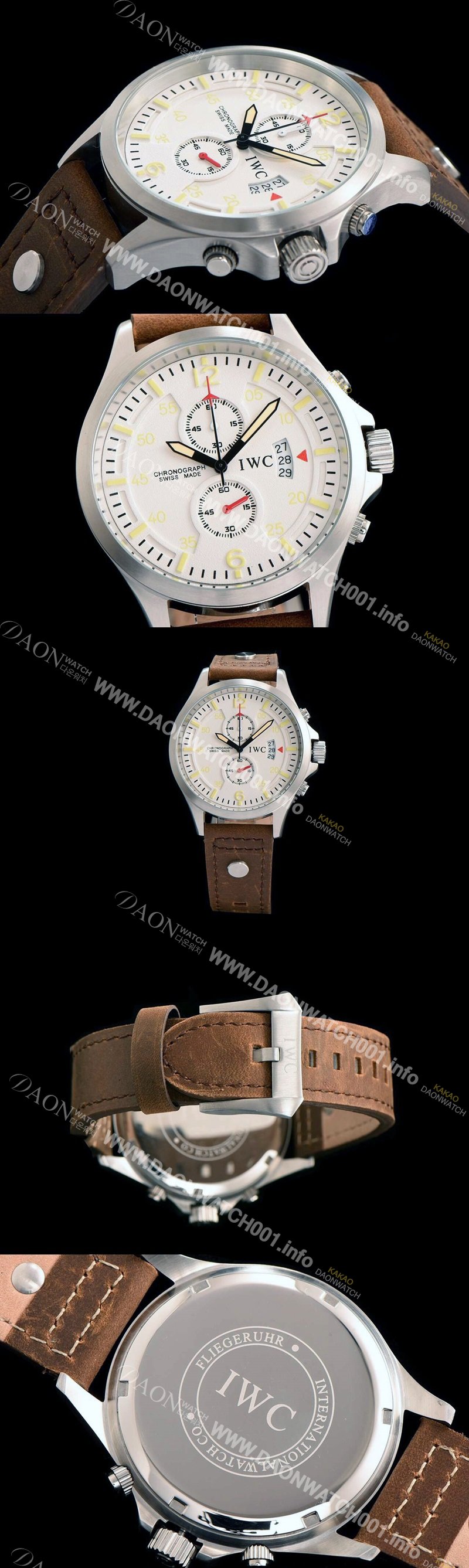 홍콩명품 [아이더블유씨] 남성용 파일럿 워치 탑건 세븐데이즈 크로노그래프 화이트 다이얼 스위스 정품 쿼츠 무브먼트 IWC0140