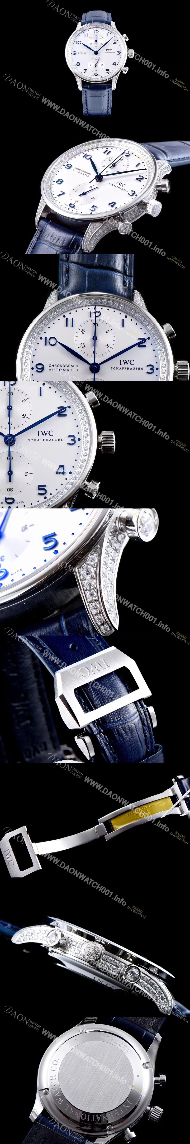 홍콩명품 [아이더블유씨] 남성용 포르투기즈 쥬얼버젼 오토메틱 크로노그래프 다이아몬드 화이트 다이얼 IWC4244