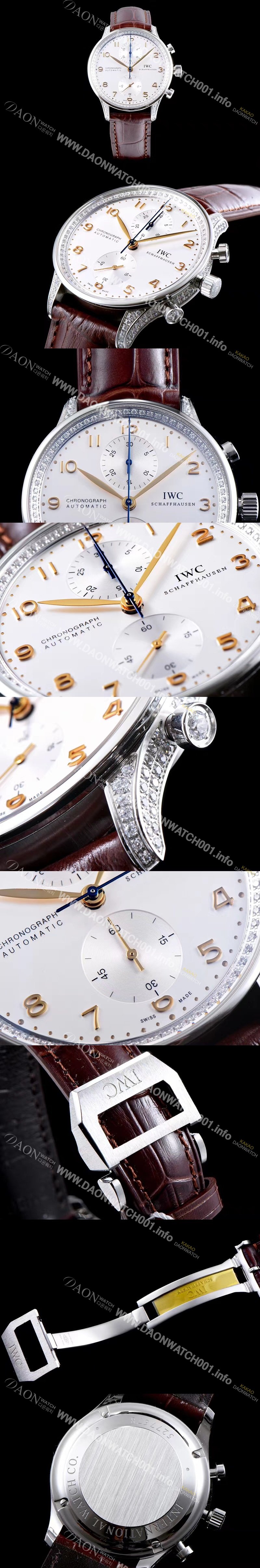 홍콩명품 [아이더블유씨] 남성용 포르투기즈 쥬얼버젼 오토메틱 크로노그래프 다이아몬드 화이트 다이얼 IWC4204