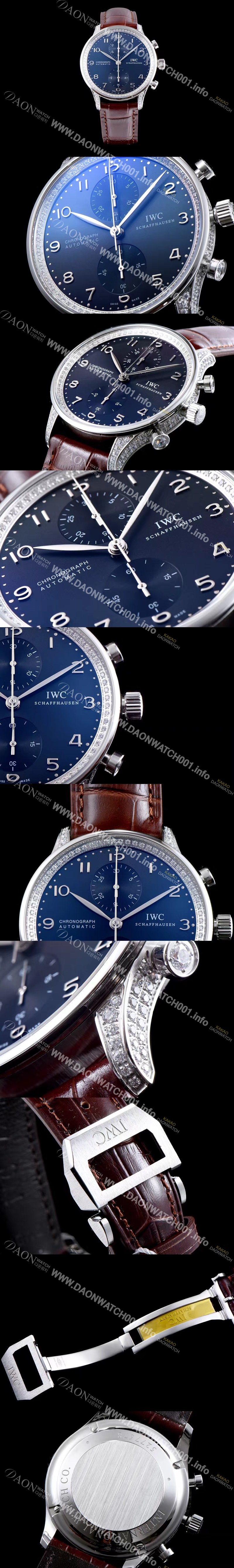 홍콩명품 [아이더블유씨] 남성용 포르투기즈 쥬얼버젼 오토메틱 크로노그래프 다이아몬드 블루 다이얼 IWC4142