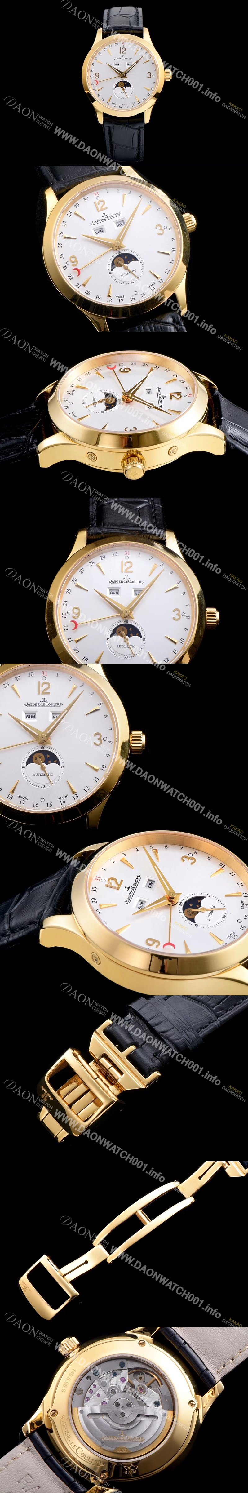 홍콩명품 [예거르꿀뜨르] 남성용 마스터 캘린더 1552520모델 씬 문페이즈 화이트다이얼 아플리케 인덱스 오토매틱 무브먼 JAG4202