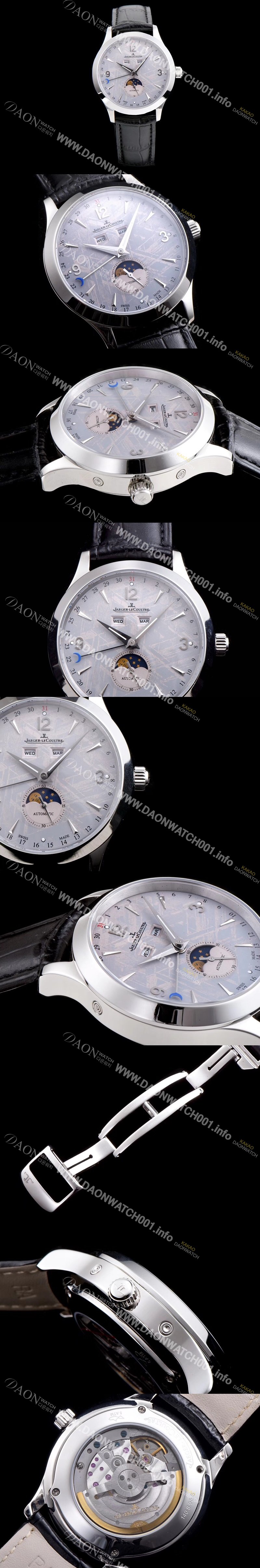 홍콩명품 [예거르꿀뜨르] 남성용 마스터 캘린더 1558421모델 씬 문페이즈 그레이 운석다이얼 아플리케 인덱스 오토매틱 무브먼트 JAG4200