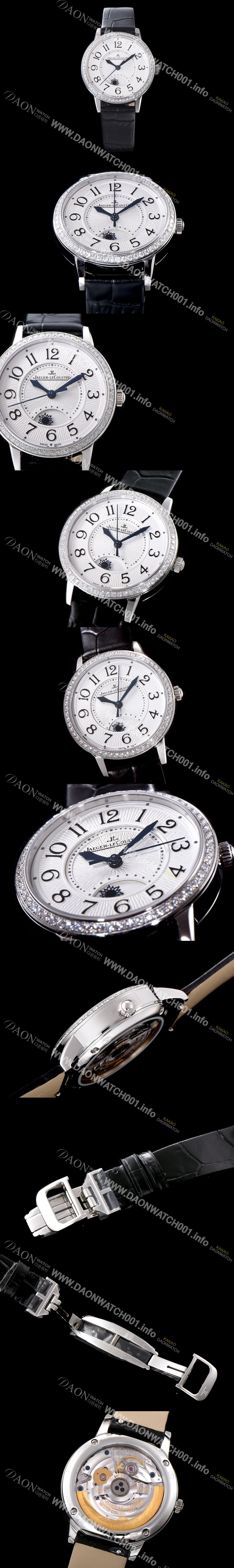 홍콩명품 [예거르꿀르뜨] 남성용 랑데부 나잇&데이 3468421 레이디 워치 최상급 다이아몬드 세팅 베젤 문페이즈 화이트 텍스쳐드 다이얼 오토매틱 무브먼트 JAG0445