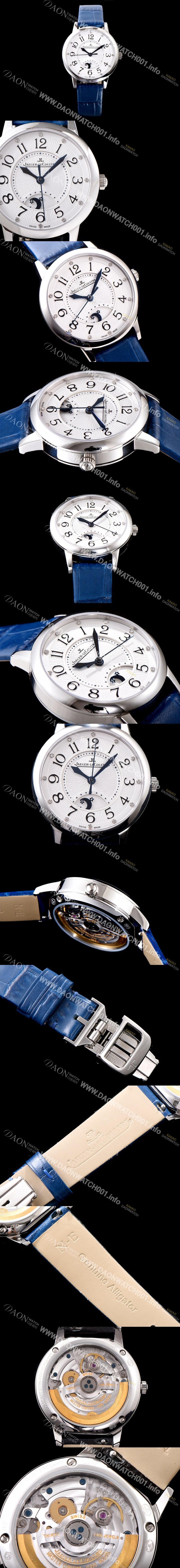 홍콩명품 [예거르꿀르뜨] 남성용 랑데부 나잇&데이 3618490 레이디 워치 문페이즈 화이트 텍스쳐드 다이얼 오토매틱 무브먼트 JAG0441