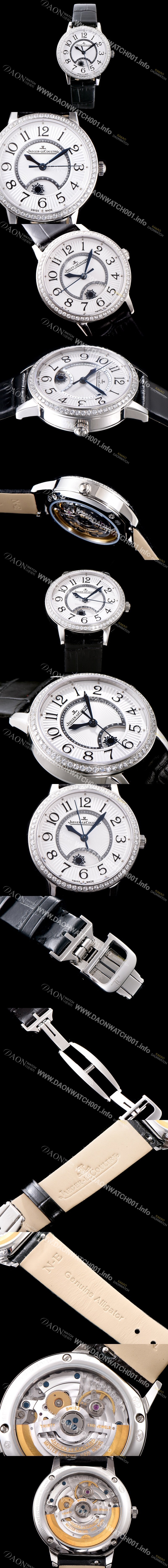 홍콩명품 [예거르꿀르뜨] 남성용 랑데부 나잇&데이 3442440 레이디 워치 최상급 다이아몬드 세팅 문페이즈 화이트 텍스쳐드 다이얼 오토매틱 무브먼트 JAG0421