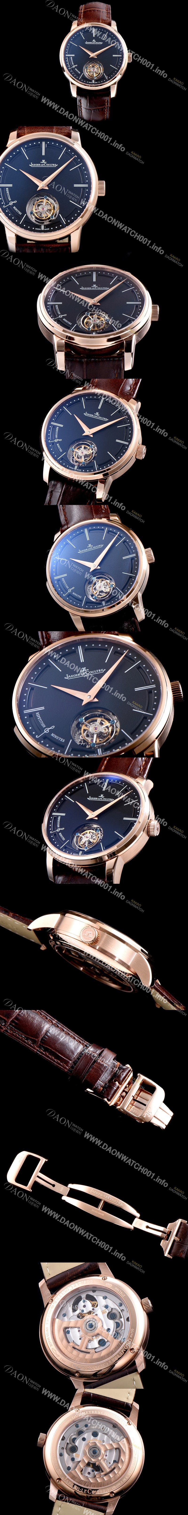 홍콩명품 [예거르쿨트르] 남성용 마스터 울트라 씬 1313520 미닛 리피터 플라잉 투르비옹 18K 로즈골드 블랙 다이얼 아시안 투어빌론 탑재 무브먼트 JAG0411