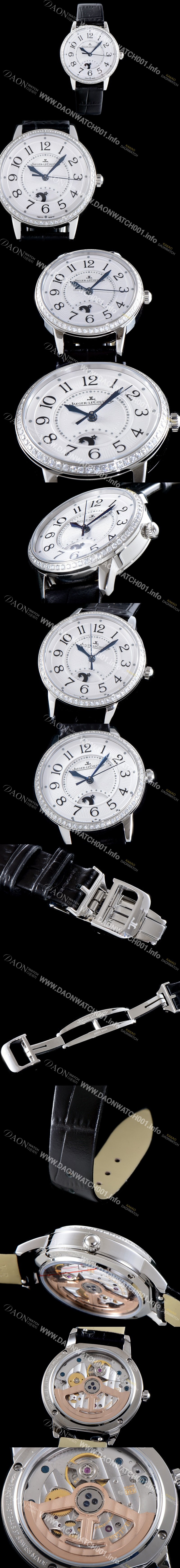 홍콩명품 [예거르꿀르뜨] 남성용 랑데부 나잇&데이 3468421 미디엄 레이디 워치!! 최상급 다이아몬드 세팅 문페이즈 화이트 기요셰 다이얼 오토매틱 무브먼트 JAG0400