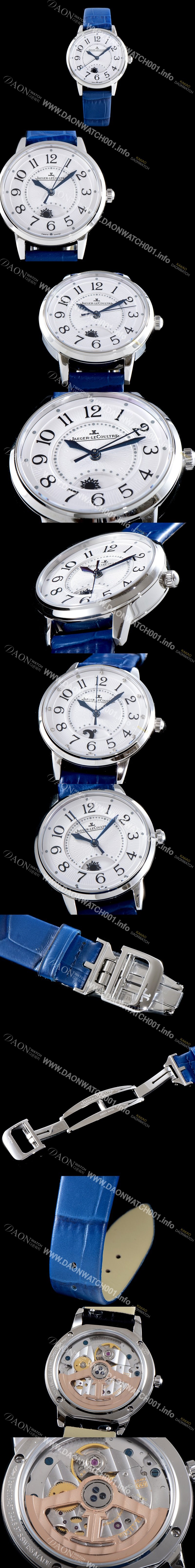 홍콩명품 [예거르꿀르뜨] 남성용 랑데부 나잇&데이 3448410 미디엄 레이디 워치!! 문페이즈 화이트 기요셰 다이얼 오토매틱 무브먼트 JAG0450