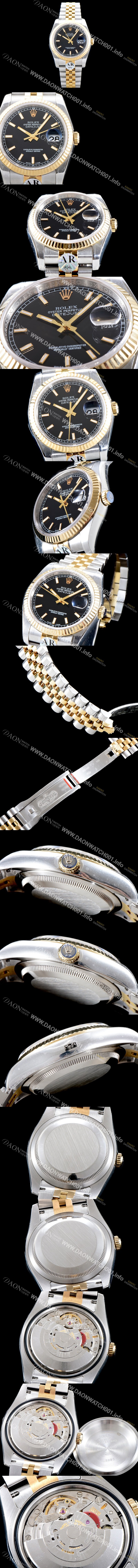 홍콩명품 [로렉스] 남성용 데이져스트 116231 고급스러운 18K 옐로우골드 투톤콤비 블랙 다이얼 오토매틱 무브먼트 ROL0540