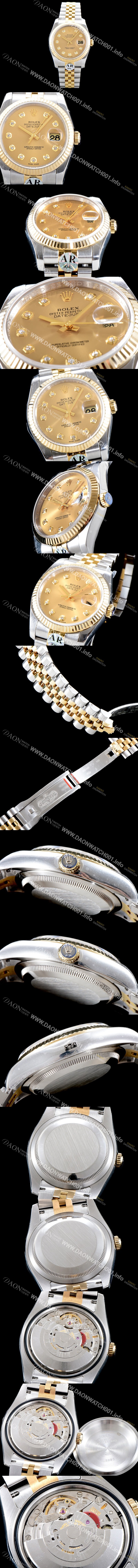 홍콩명품 [로렉스] 남성용 데이져스트 116233 고급스러운 18K 옐로우골드 투톤콤비 샴페인 컬러 다이얼 오토매틱 무브먼트 ROL0543