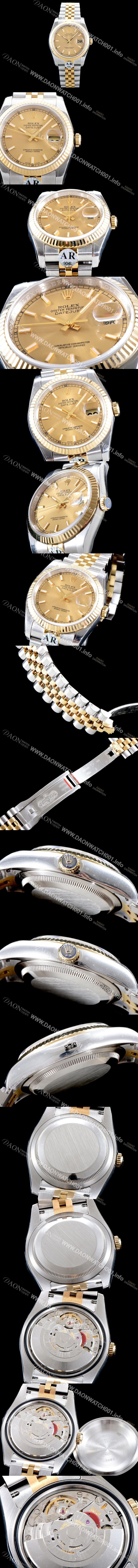 홍콩명품 [로렉스] 남성용 데이져스트 116233 고급스러운 18K 옐로우골드 투톤콤비 샴페인 컬러 다이얼 오토매틱 무브먼트 ROL0545