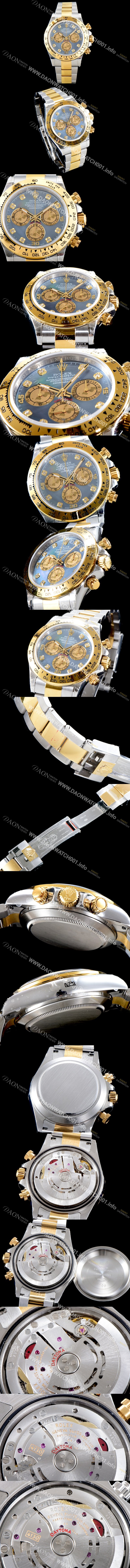 홍콩명품 [로렉스] 남성용 Cal. 4130 무브 UP!! 코스모그래프 데이토나 18K 옐로우골드 콤비 진주자개 다이얼 크로노그래프 오토매틱 무브먼트 ROL0520