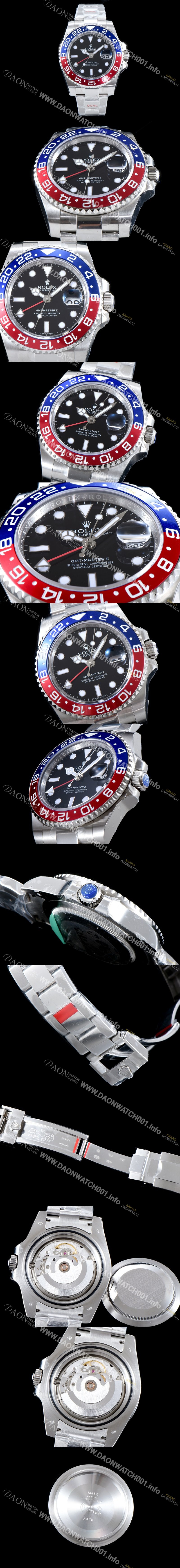 홍콩명품 [로렉스] 남성용 신형 지엠티 마스터II 116719 펩시 GM 904L스틸 업!! 듀얼 타임 블루/레드 투톤 24시간 회전 베젤 블랙 다이얼 3선 쥬빌리 브레이슬릿 오토매틱 무브먼트 ROL0510