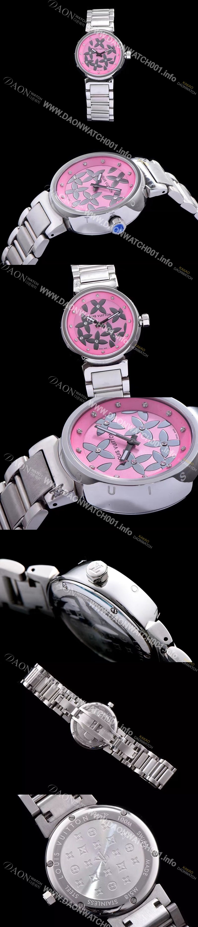 홍콩명품 [루이비통] 남성용 탕부르 핑크 다이얼 쿼츠 무브먼트 LOU4200