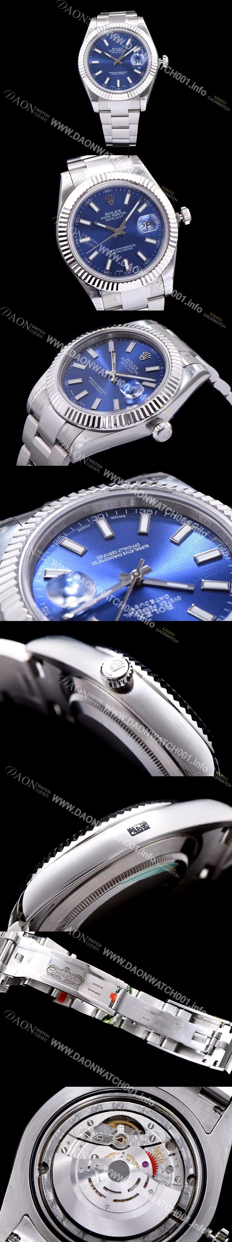 홍콩명품 [로렉스] 남성용 데이져스트 스위스 3136 오토매틱 무브먼트 블루 다이얼 ROL0104