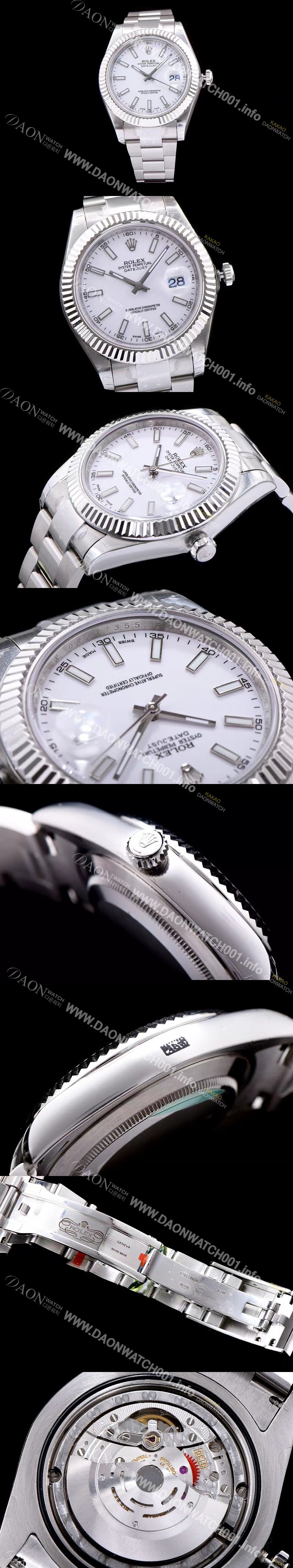 홍콩명품 [로렉스] 남성용 데이져스트 스위스 3136 오토매틱 무브먼트 화이트 다이얼 ROL0102