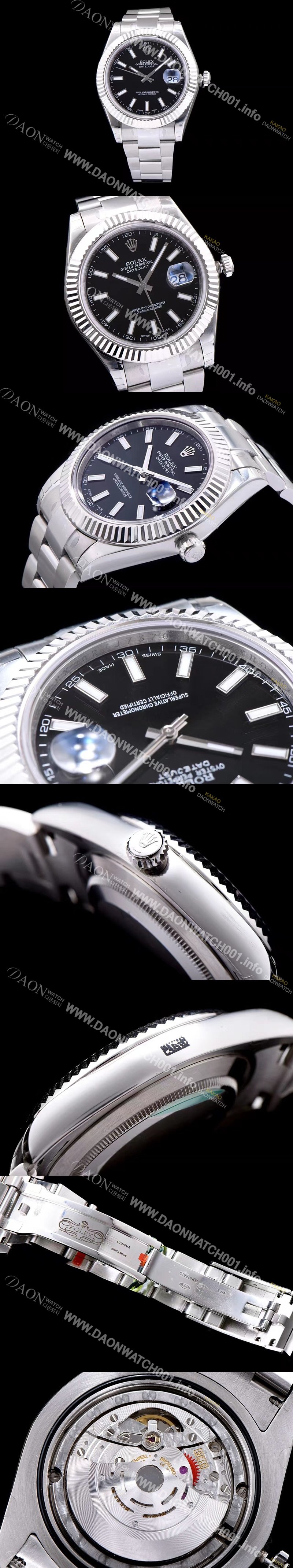 홍콩명품 [로렉스] 남성용 데이져스트 스위스 3136 오토매틱 무브먼트 블랙 다이얼 ROL0101