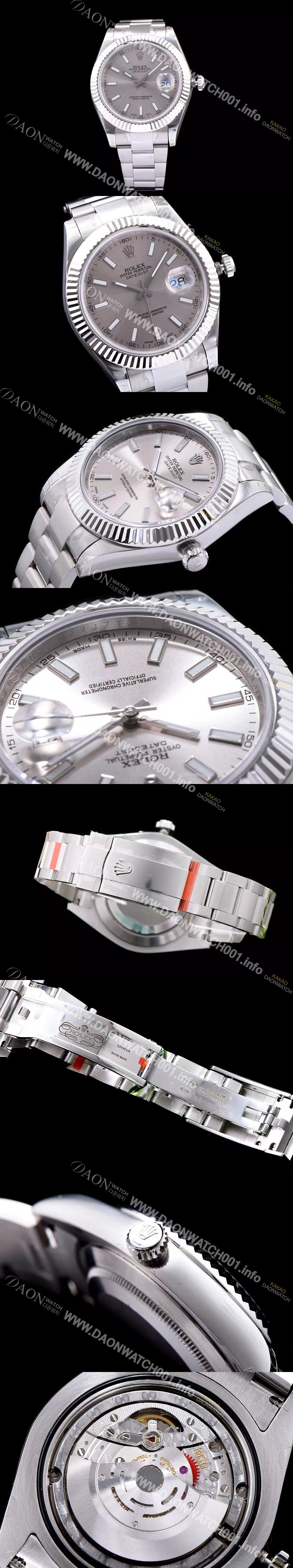 홍콩명품 [로렉스] 남성용 데이져스트 스위스 3136 오토매틱 무브먼트 실버다이얼 ROL0100