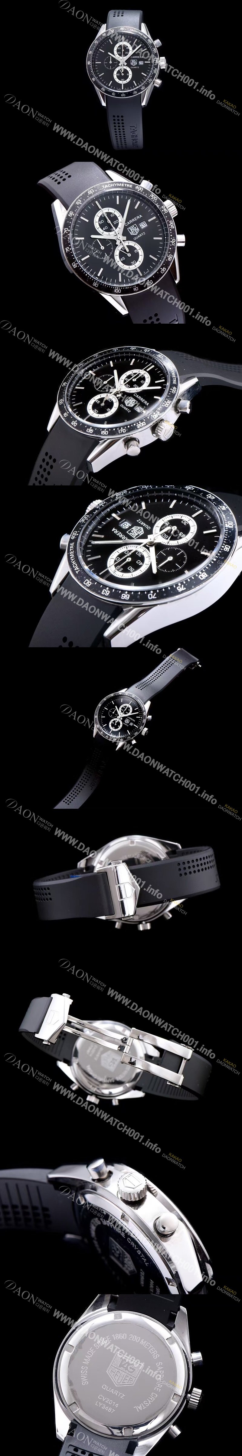 홍콩명품 [테그호이어] 남성용 까레라 블랙 다이얼 쿼츠 무브먼트 TAG0200