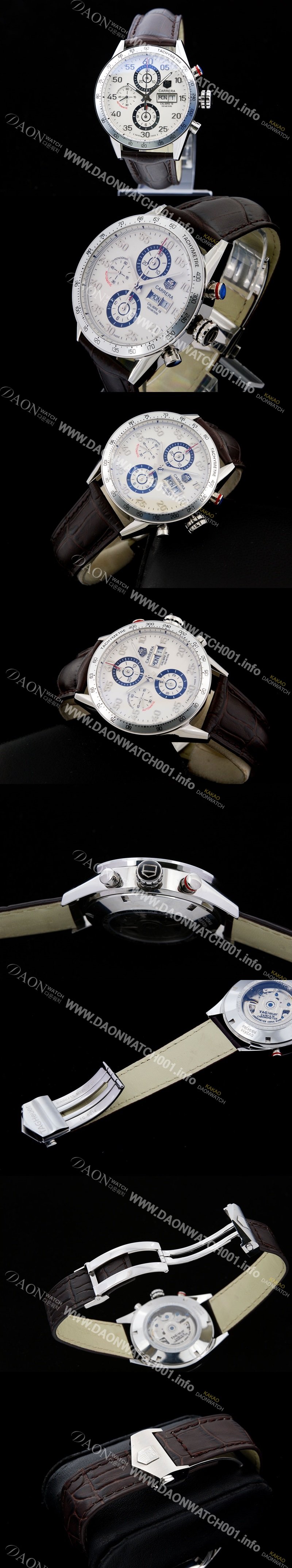 홍콩명품 [태그호이어] 남성용 까레라 칼리버 16 크로노그래프 화이트 다이얼 오토매틱 무브먼트 TAG0200