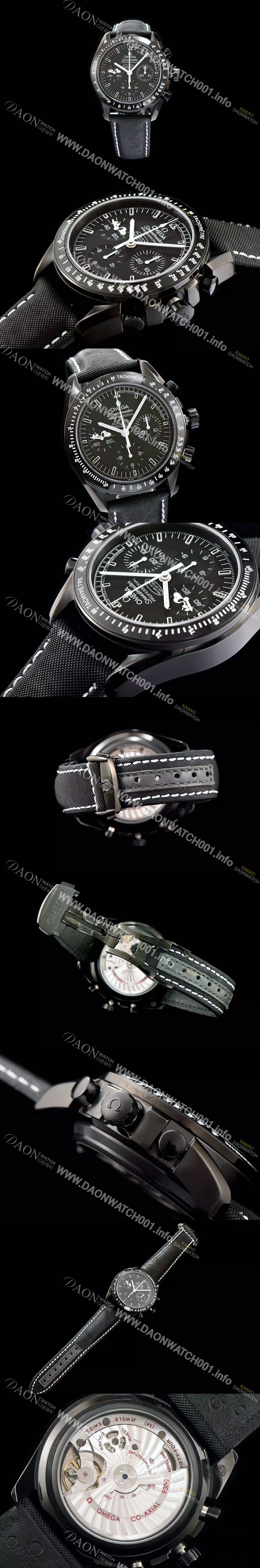 홍콩명품 [오메가] 남성용 스피드마스터 문워치 기념 리미티드 에디션 크로노그래프 블랙 세라믹 베젤 블랙 다이얼 오토매틱 무브먼트 OMG00006