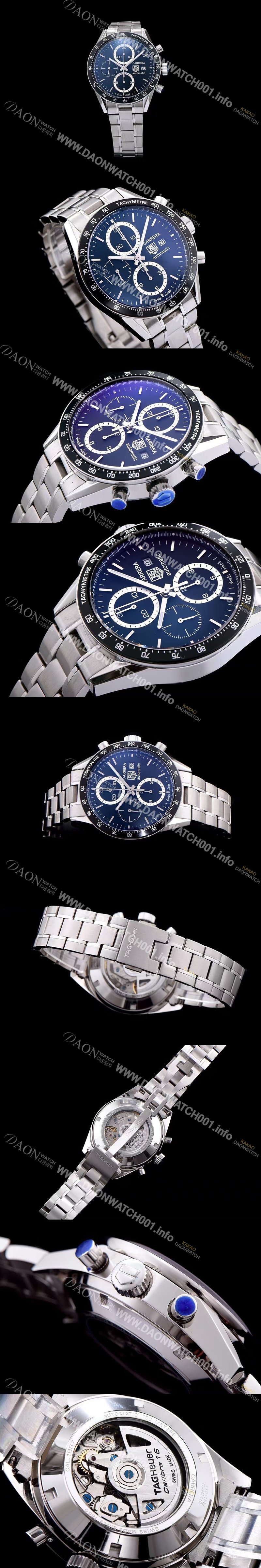 홍콩명품 [태그호이어] 남성용 그렌드 까레라 크로노그래프 칼리버 17 블랙 다이얼 ETA-7750 오토매틱 무브먼트 TAG0210