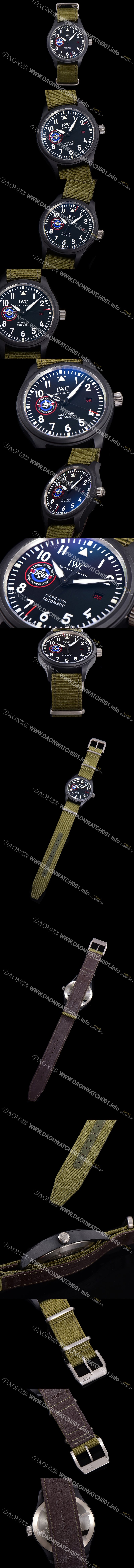 홍콩명품 [아이더블유씨]남성용 파일럿 마크 18 탑건 에디션 IW324711 오토매틱 40mm 세라믹재질 나토천/가죽줄 믹스 블랙다이얼 iwc09481