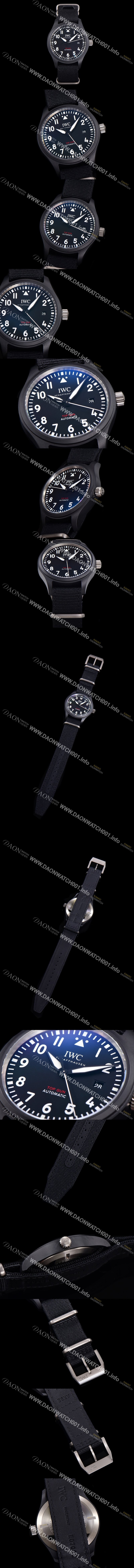 홍콩명품 [아이더블유씨] 남성용 파일럿 IW326906 마크 탑건 에디션 오토매틱 40mm 세라믹재질 나토천/가죽줄 믹스 블랙다이얼 iwc29048