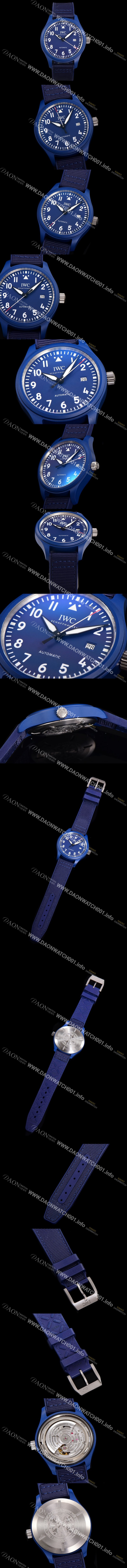 홍콩명품 [아이더블유씨]남성용 파일럿 IW328101 마크 탑건 에디션 오토매틱 40mm 세라믹재질 나토천/가죽줄 믹스 블루다이얼 iwc48621